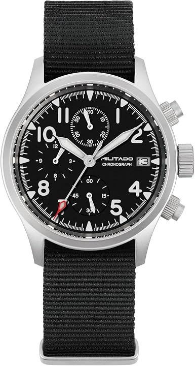 Amazon | TACTICAL FROG Militado ML1868-2 39mm VK67 クロノグラフ